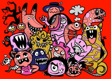 Güzel el çizimi Cadılar Bayramı karalamaları, vektör çizimi