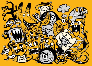 Güzel el çizimi Cadılar Bayramı karalamaları, vektör çizimi