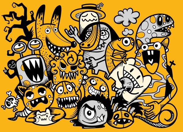 Güzel el çizimi Cadılar Bayramı karalamaları, vektör çizimi