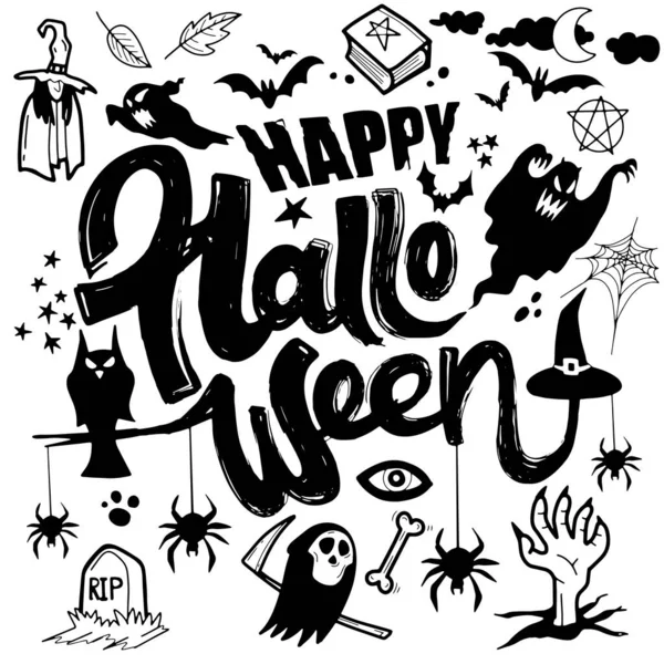 Illustrazione Vettoriale Disegnata Mano Halloween Doodle Illustratore Linea Strumenti Disegno — Vettoriale Stock