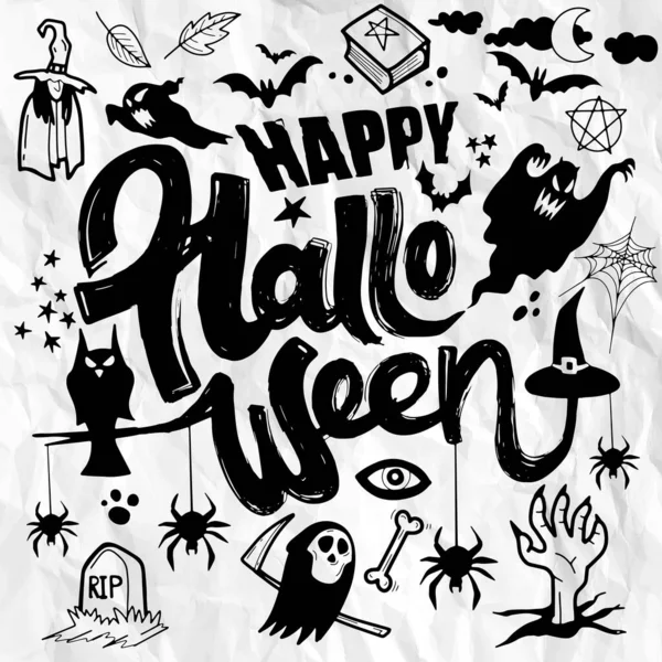 Illustrazione Vettoriale Disegnata Mano Halloween Doodle Illustratore Linea Strumenti Disegno — Vettoriale Stock