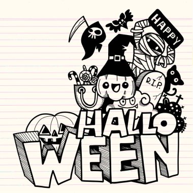 Doodle 'ın El Çizimi Vektör İllüstrasyonu, Çizim çizimi araçları, Düz Tasarım