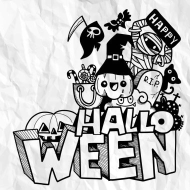 Doodle 'ın El Çizimi Vektör İllüstrasyonu, Çizim çizimi araçları, Düz Tasarım