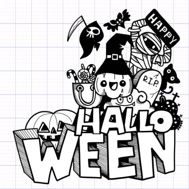 Doodle 'ın El Çizimi Vektör İllüstrasyonu, Çizim çizimi araçları, Düz Tasarım