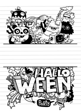 Doodle 'ın El Çizimi Vektör İllüstrasyonu, Çizim çizimi araçları, Düz Tasarım