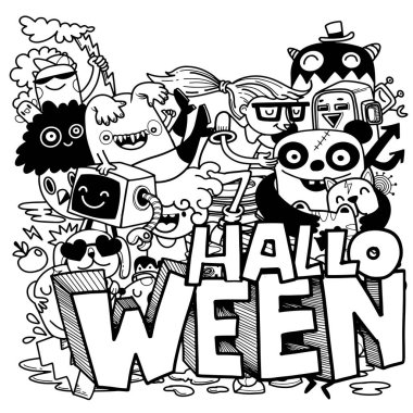 Doodle 'ın El Çizimi Vektör İllüstrasyonu, Çizim çizimi araçları, Düz Tasarım