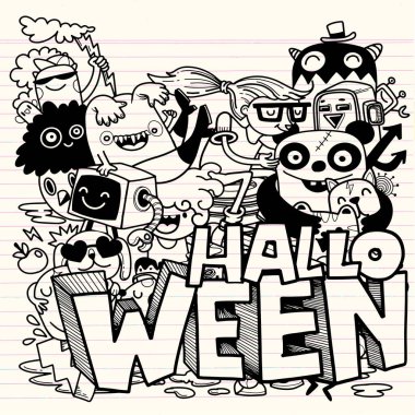 Doodle 'ın El Çizimi Vektör İllüstrasyonu, Çizim çizimi araçları, Düz Tasarım