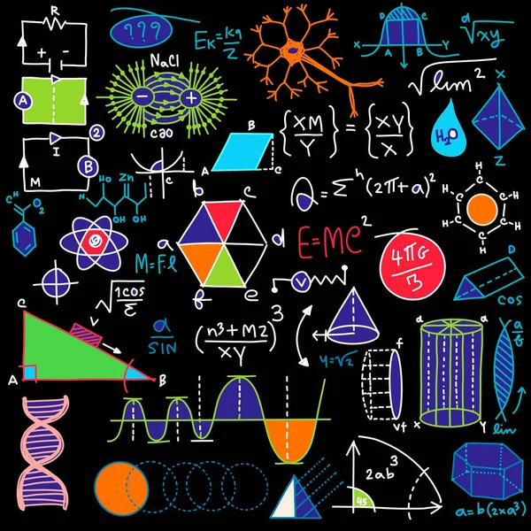 Padrão Científico Matemático Com Gráficos Geometria Fórmulas Cálculos — Fotografia de Stock