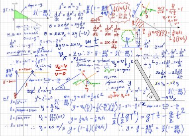 Arka planda elle çizilmiş matematiksel formüller