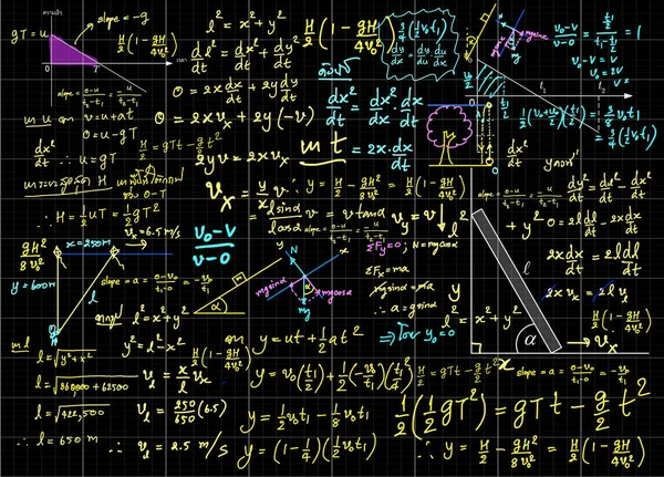 Mathematical Formulas Drawn Hand Background — Stock Vector