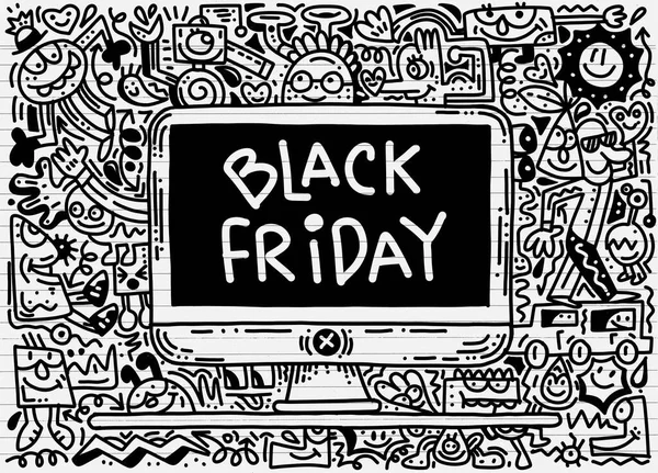 Black Friday Sale Hand Drawn Vector Concept Illustration Black Friday — Stock Vector