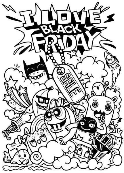 Black Friday Sale Hand Drawn Vector Concept Illustration Black Friday — Stock Vector