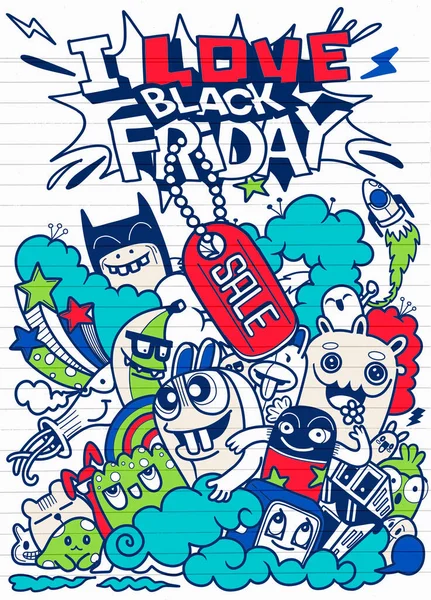 Black Friday Sale Hand Drawn Vector Concept Illustration Black Friday — Stock Vector