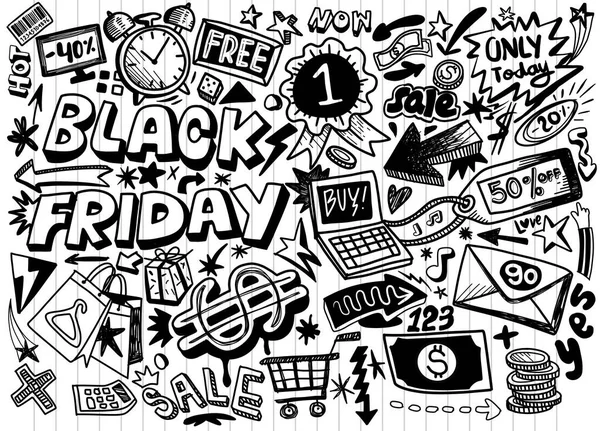 Black Friday Sale Hand Drawn Vector Concept Illustration Black Friday — Stock Vector