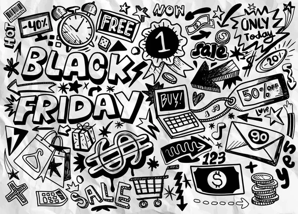 Black Friday Vente Dessiné Main Vectoriel Concept Illustration Black Friday — Image vectorielle
