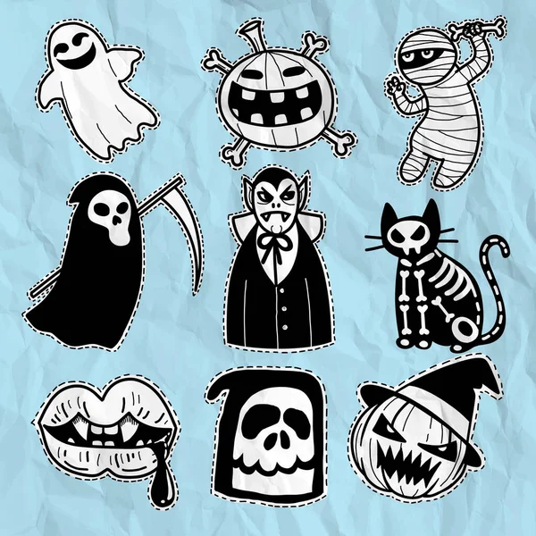 Set Iconos Halloween Ilustración Vectorial Dibujado Mano Puede Utilizar Para — Archivo Imágenes Vectoriales