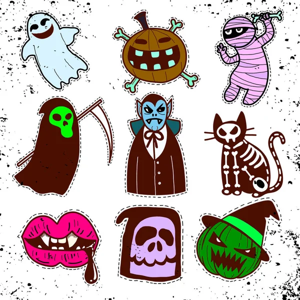 Halloween Ikone Gesetzt Handgezeichnete Vektor Illustration Kann Für Halloween Party — Stockvektor