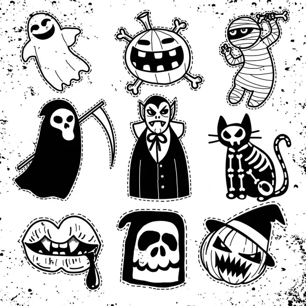 Set Icone Halloween Illustrazione Vettoriale Disegnata Mano Può Essere Utilizzata — Vettoriale Stock