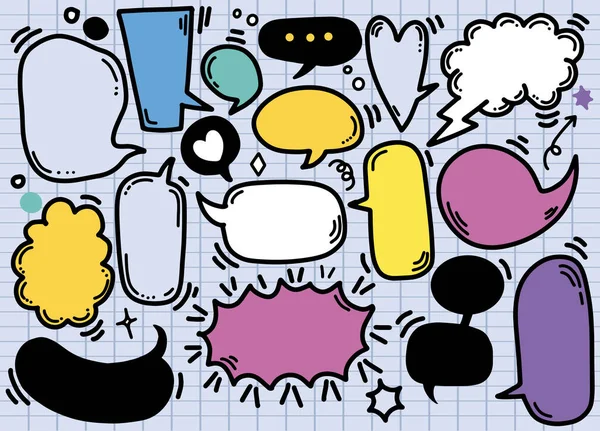 Hand Drawn Set Different Speech Bubbles Stickers Speech Bubbles Vector — Stock Vector