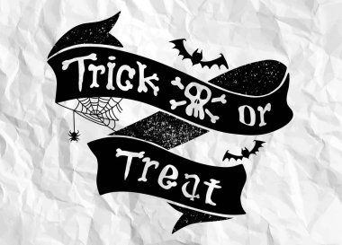 Ayrıntılı alıntılar ve tasarım unsurlarını düzenle ya da tedavi et. tatil illüstrasyonu. Elle çizilmiş karalama mektupları, kafatası sopası ve kurdele.