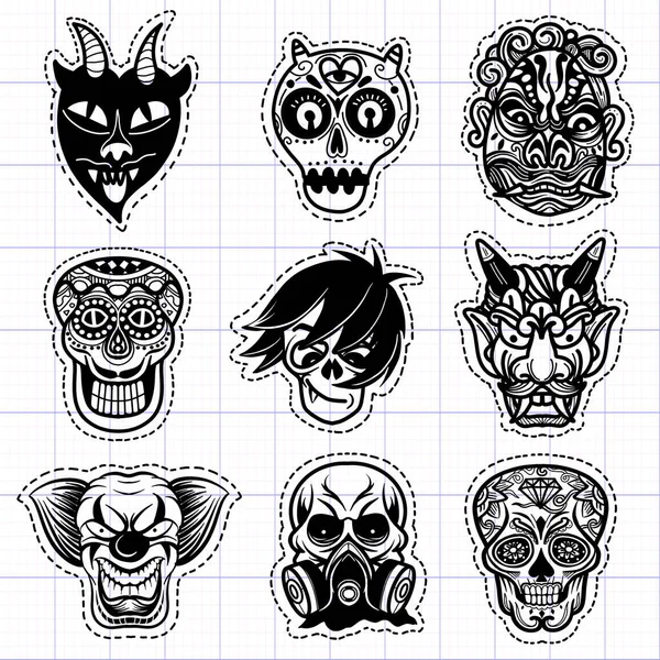 Ilustración Halloween Garabatos Halloween Dibujados Mano Lindo Ilustración Conjunto Máscara — Foto de Stock