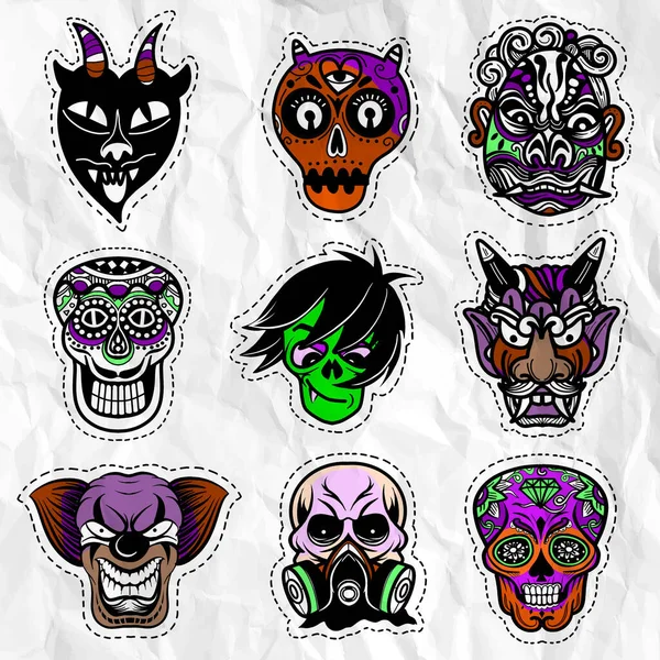 Ilustración Halloween Garabatos Halloween Dibujados Mano Lindo Ilustración Conjunto Máscara — Foto de Stock