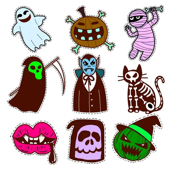 Ilustración Conjunto Iconos Halloween Ilustración Vectorial Dibujado Mano Puede Utilizar — Foto de Stock