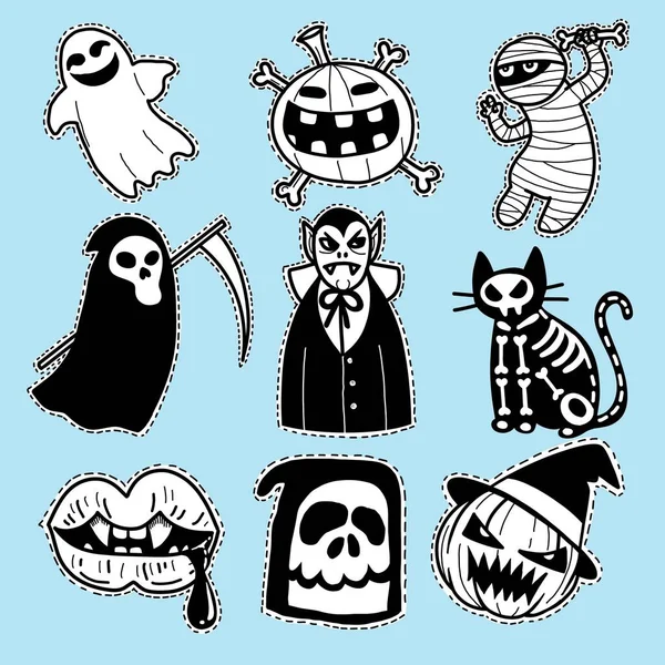 Ilustração Conjunto Ícones Halloween Ilustração Vetor Desenhado Mão Ele Pode — Fotografia de Stock