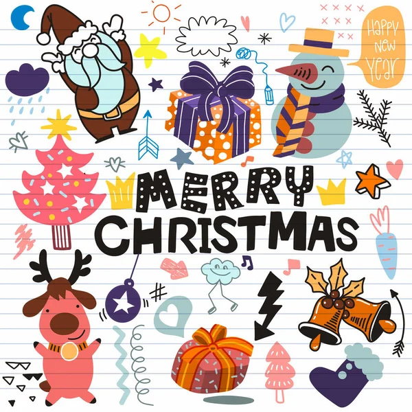 Ilustracja Cute Ręcznie Rysowane Bazgroły Christmas Doodle Rysunek Kolekcji Ręcznie — Zdjęcie stockowe