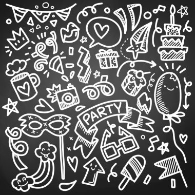  İllüstrasyon, şirin el çizimi karalamalar, parti çizimleri el çizimi çizimi çizimi çizimi.