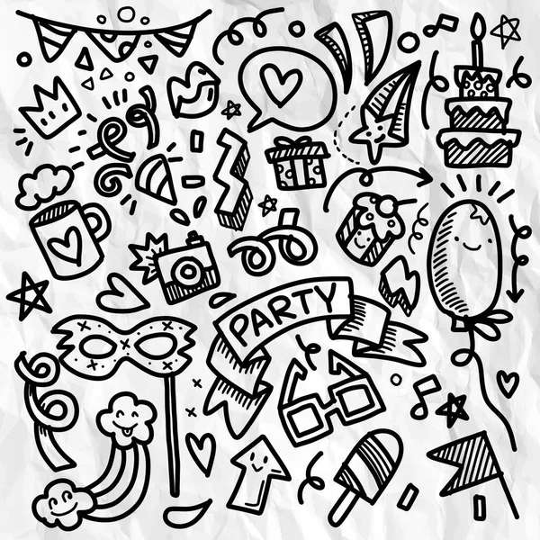 Illustration Cute Hand Drag Doodle Set Party Illustration Hand Draw — 스톡 사진