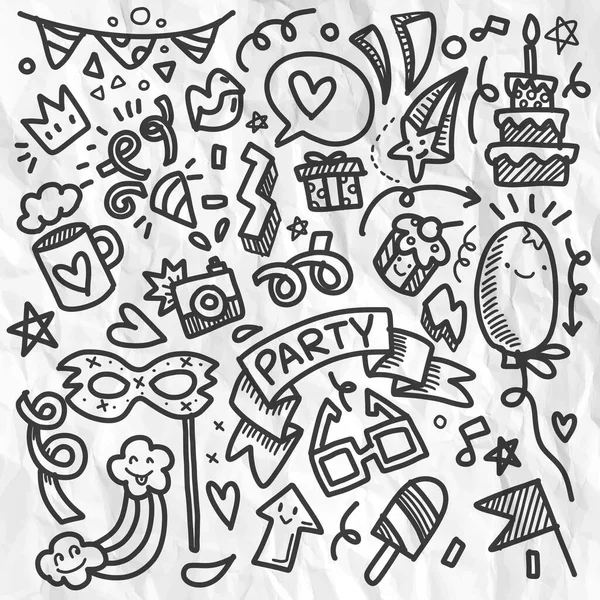 Illustration Cute Hand Drag Doodle Set Party Illustration Hand Draw — 스톡 사진