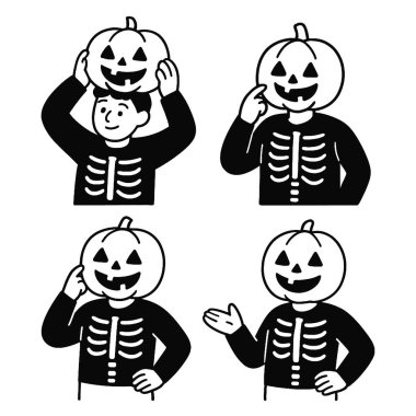 Boyama kitabı boyama sayfası şeffaflık kabak kafalı iskelet karakter çizimi