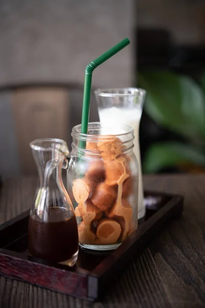 Cubo Latte Tailandese Stile Freddo Con Latte Thai Latte Nuovo — Foto Stock
