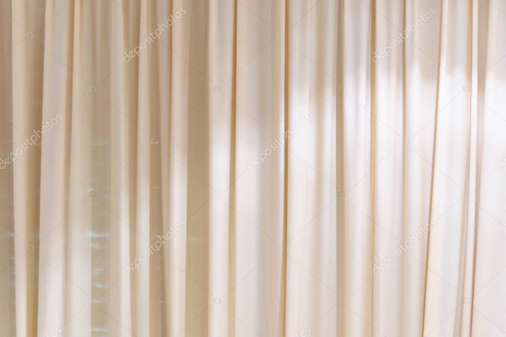white curtains background. Transparent curtain on window.