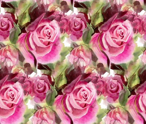 Suluboya güllerle kusursuz desen. El çizimi illüstrasyon. 