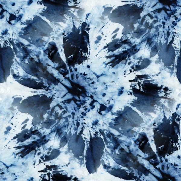 Sömlös Tie Dye Mönster Indigo Färg Vitt Siden Handmålning Tyger — Stockfoto