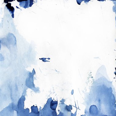 Mavi ve beyaz suluboya ile arka plan metin için yer. Resimde çizilmiş.