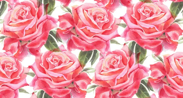 Padrão Sem Costura Com Rosas Aquarela Ilustração Desenhada Mão — Fotografia de Stock