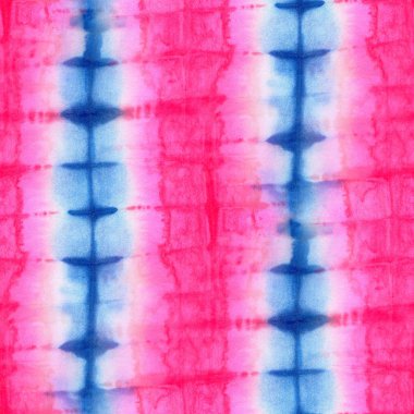 Pembe ve mavi renk beyaz ipek sorunsuz Tie-boya deseni. El boyama kumaş - Nodüler batik. Shibori boyama. 