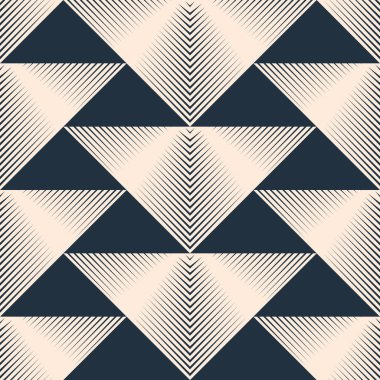 Siyah ve beyaz seamless modeli. Üçgen geometrik süsleme. Vektör çizim  