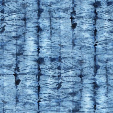 Beyaz ipeğin üzerindeki çivit rengi kusursuz kravat boyası deseni. El boyası kumaşlar - nodüler batik. Shibori boyaması.. 