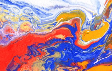 Akrilik akıyor. Rengarenk bir geçmişi var. El çizimi illüstrasyon. 