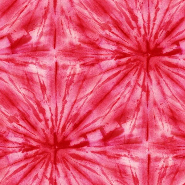 Sorunsuz Tie-boya desen beyaz ipek kırmızı renk. El boyama kumaş - Nodüler batik. Shibori boyama. 