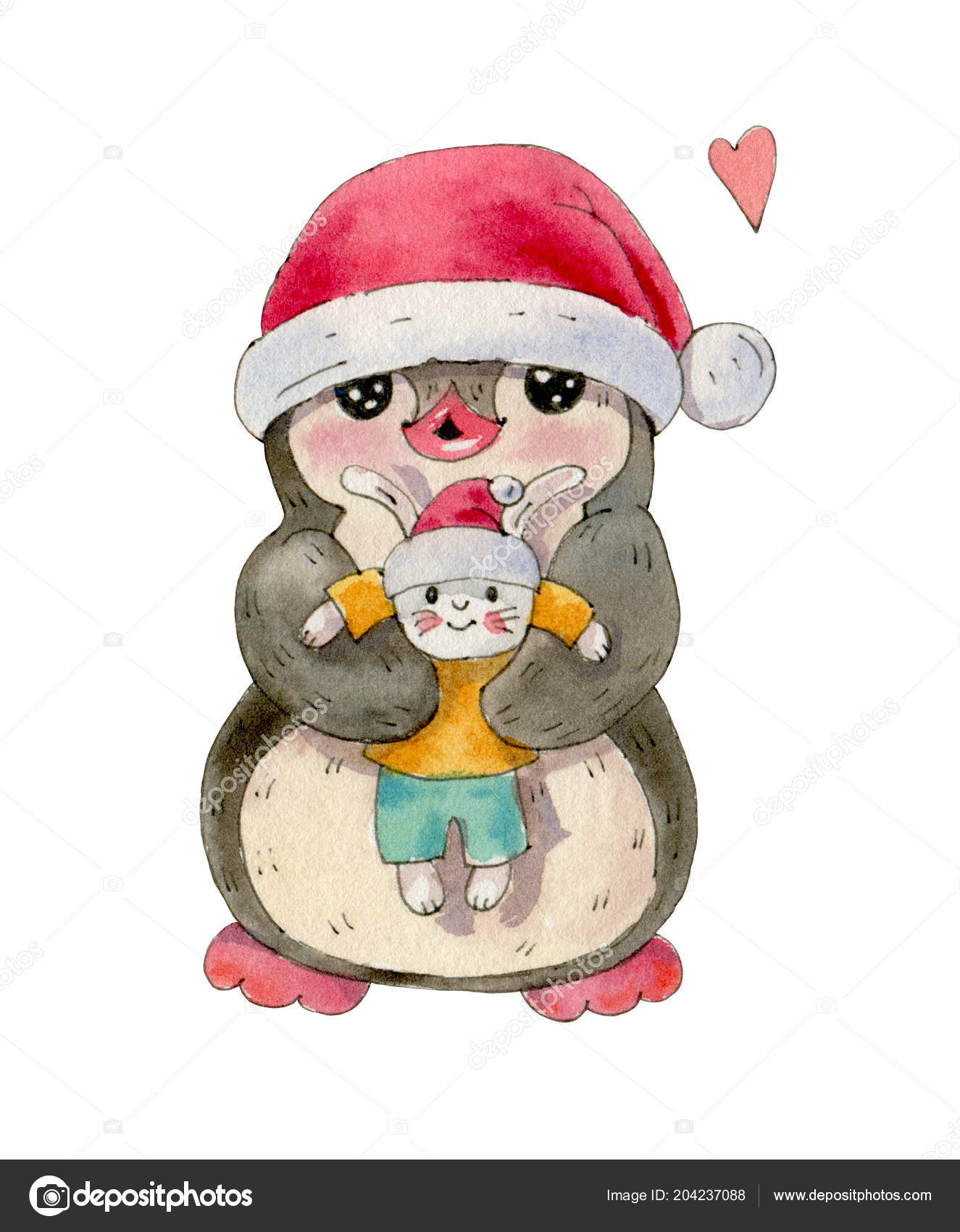 Lapin Drôle Mignon Avec Chapeau De Père Noël Sur Fond Blanc
