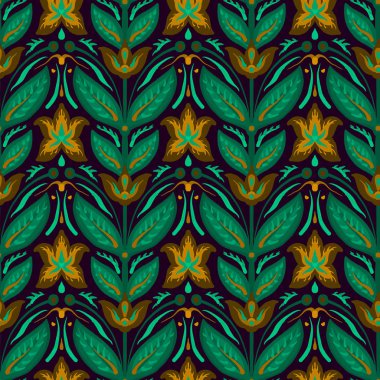  Bright Seamless pattern in retro style with fabric texture.