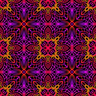  Retro tarzı siyah arka plan üzerine parlak Seamless modeli.