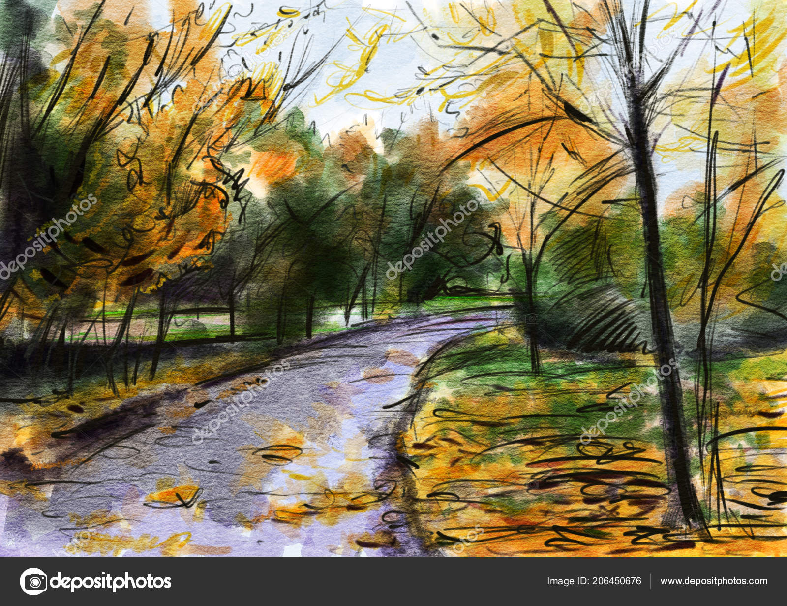 Landscape Nature Drawing-Scenery Colour Pencil Drawing-Easy to Learn/S.N...  | Drawing scenery, Nature drawing, Color pencil drawing