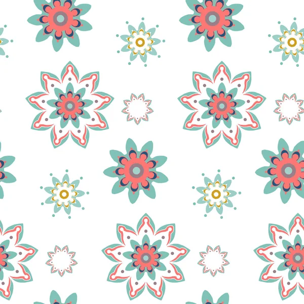 Naadloze Patroon Met Eenvoudige Bloemen Witte Achtergrond Vectorillustratie — Stockvector