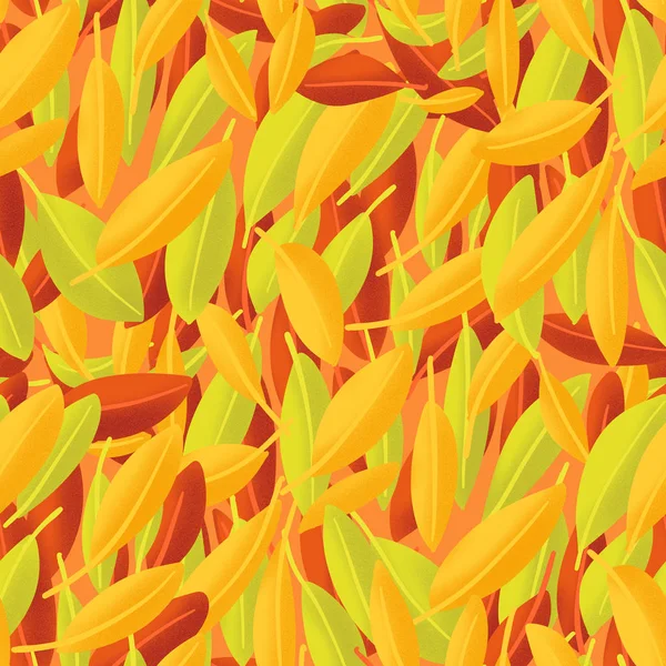 Sonbahar Yaprakları Ile Seamless Modeli Resimde Çizilmiş — Stok fotoğraf